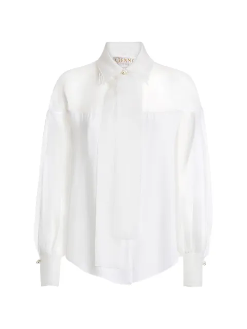 Genny sheer-panel pussy-bow shirt