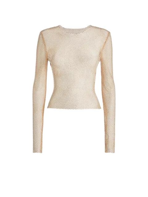 Genny crystal-embellished mesh top