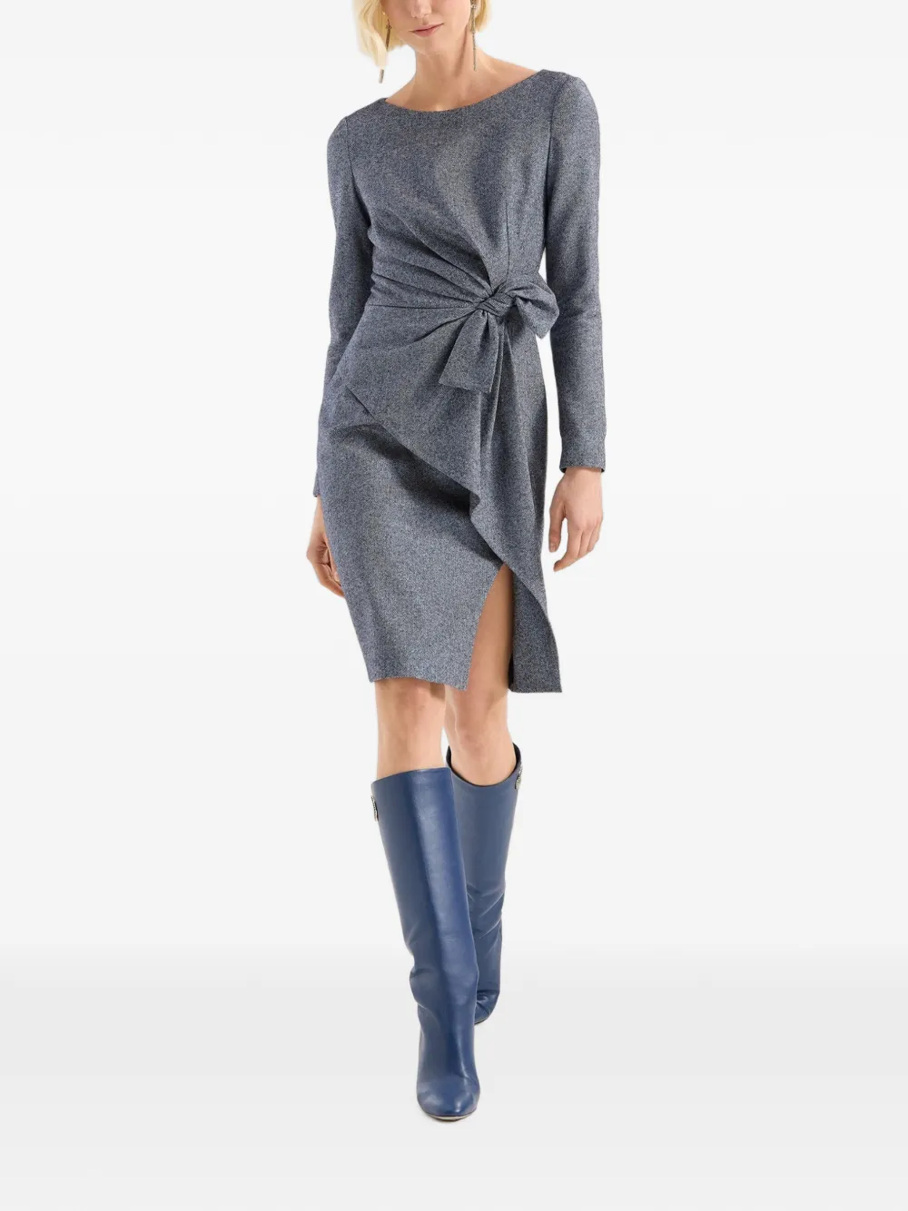Genny Jurk met strikdetail Blauw
