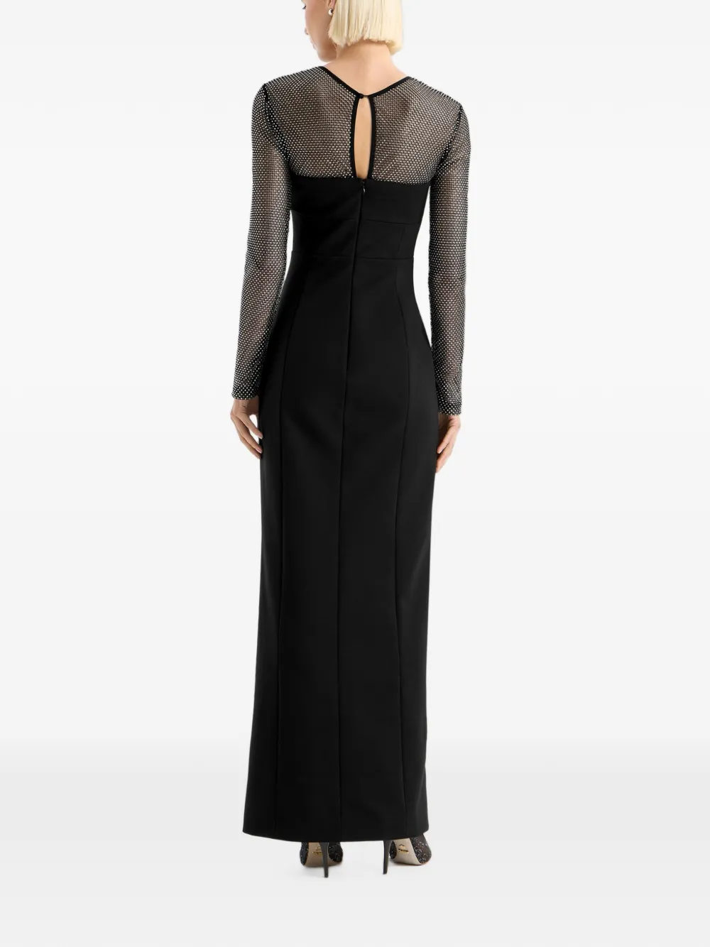 Genny Maxi-jurk met mesh vlak en strikdetail Zwart