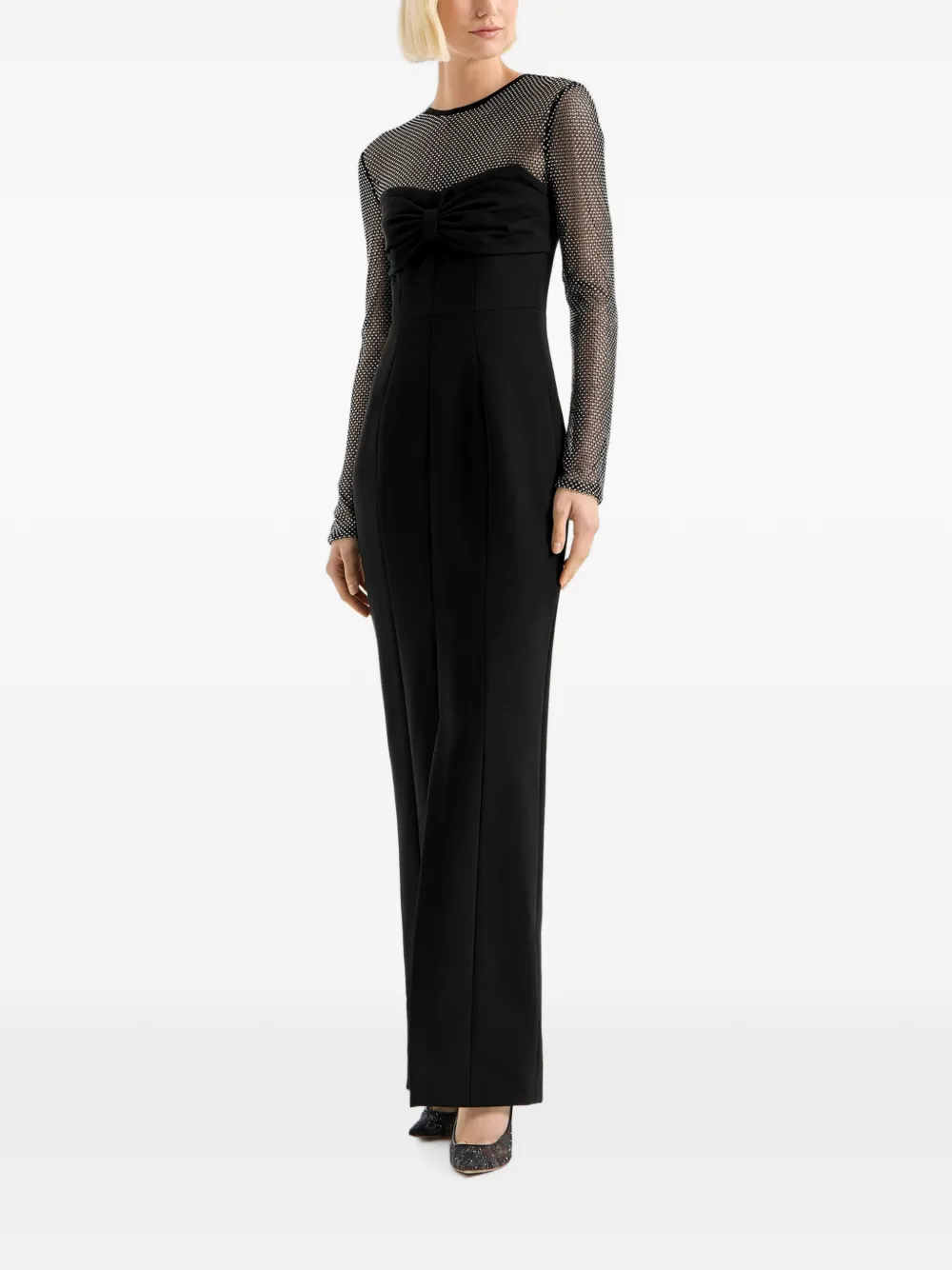 Genny Maxi-jurk met mesh vlak en strikdetail Zwart