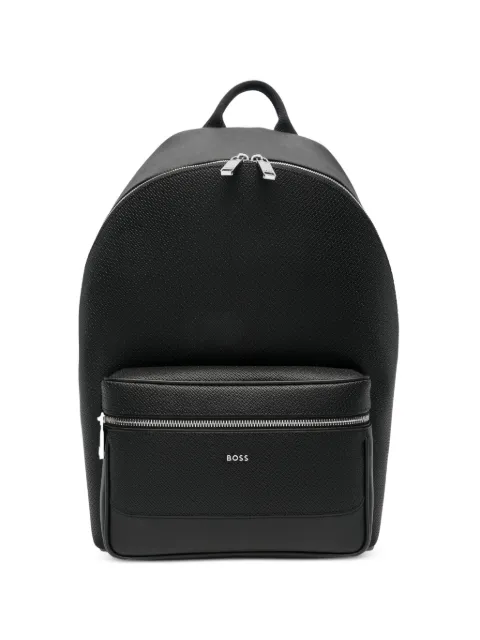 BOSS Northon textured-finish logo-plaque backpack