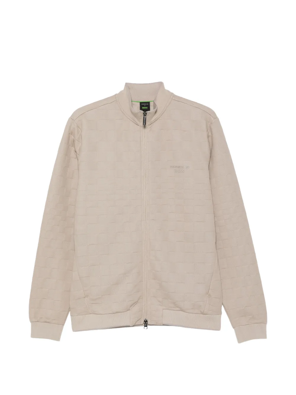 BOSS check-pattern zip-up cardigan - Toni neutri