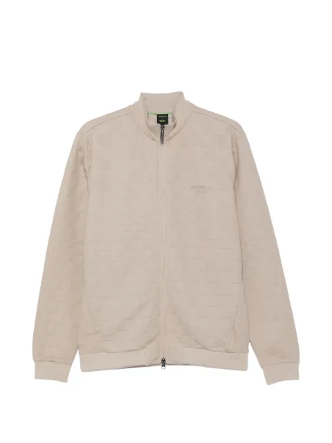 BOSS check-pattern zip-up cardigan