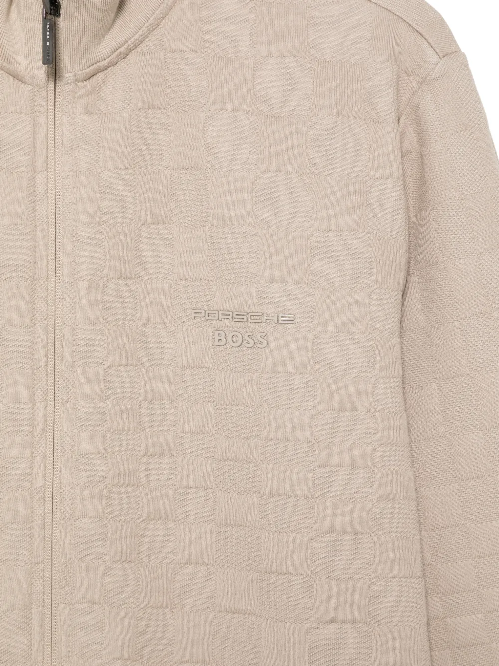 BOSS Geruit vest met rits Beige