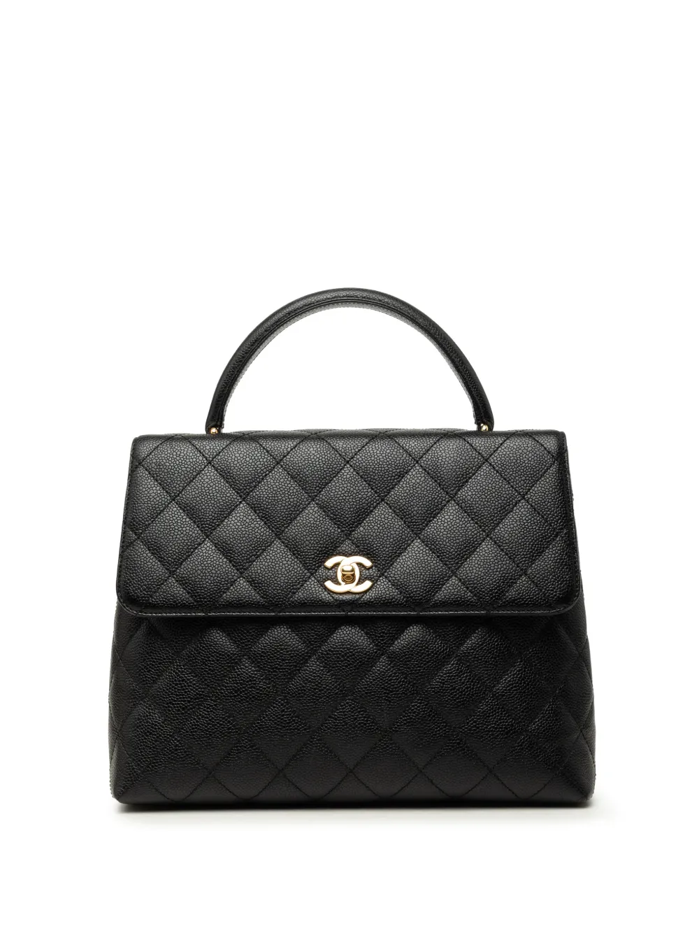 CHANEL Pre-Owned 2000-2002 Jumbo Quilted Caviar Kelly Flap handbag - Nero