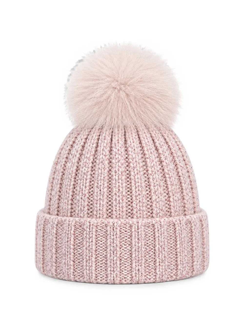 cuffie regina pompom-detail ribbed-knit beanie hat - Rosa