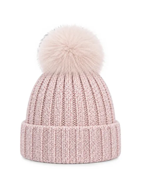 cuffie regina pompom-detail ribbed-knit beanie hat