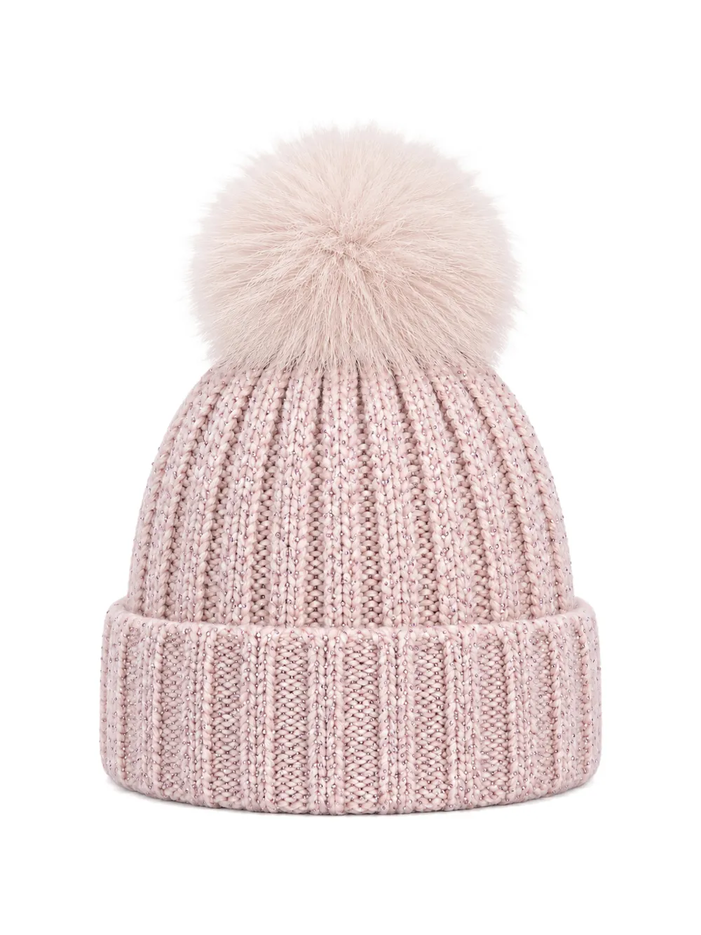 cuffie regina pompom-detail ribbed-knit beanie hat - Rosa