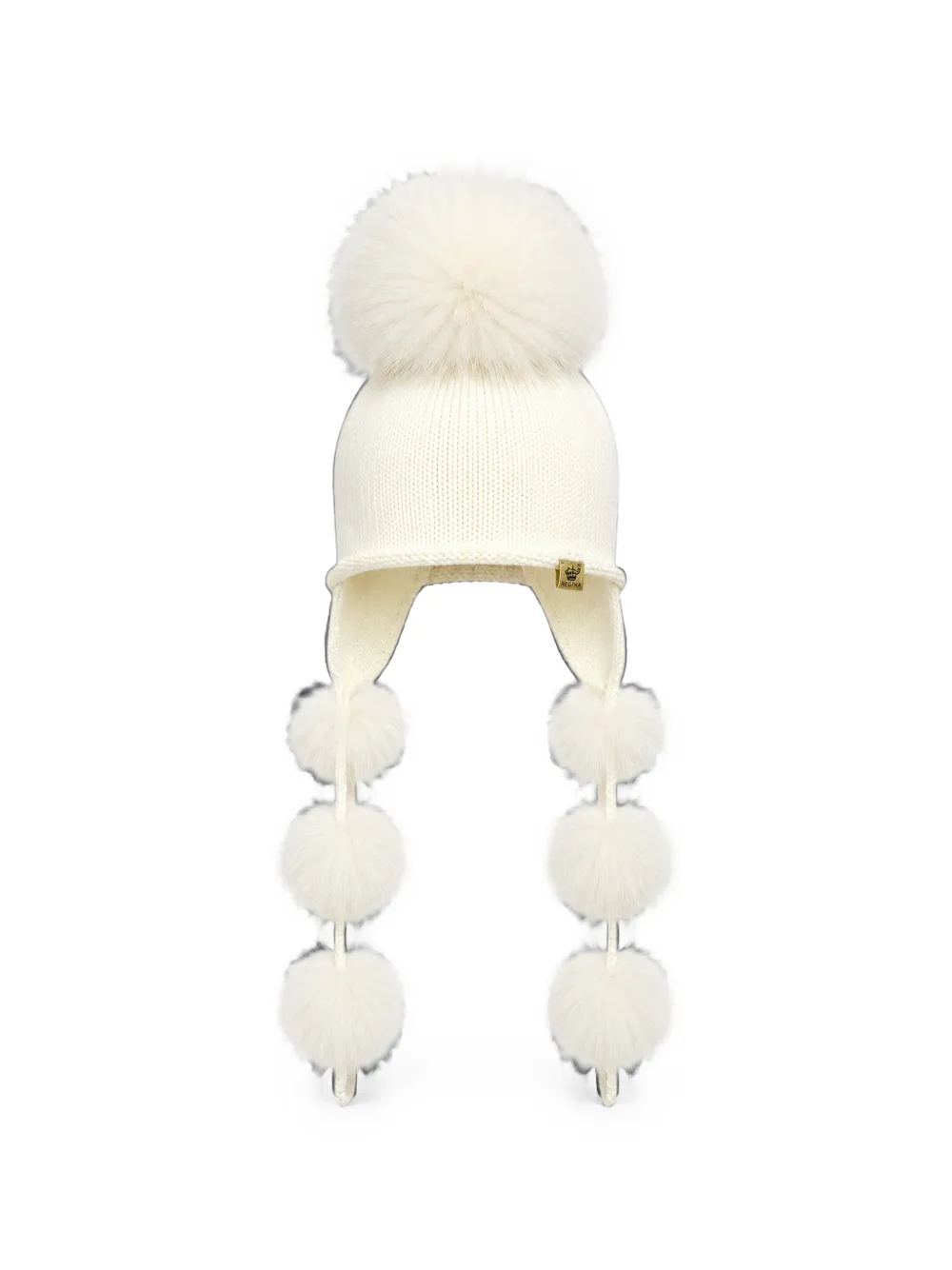 cuffie regina pompom-detail ear-flap beanie hat - Toni neutri