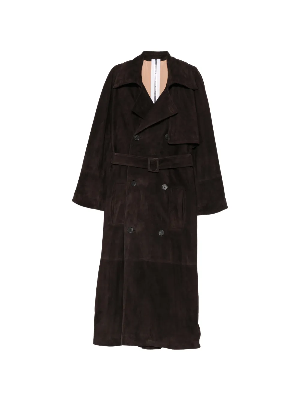 Sword suede double-breasted coat - Marrone