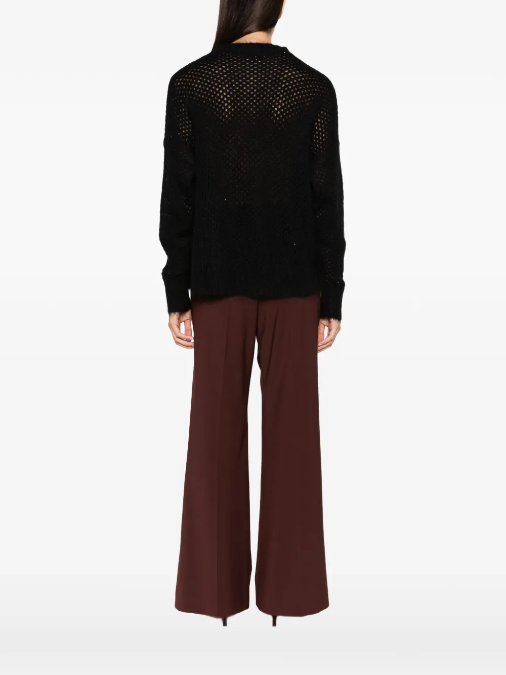 Antonelli Brembana open-knit crew-neck sweater Zwart