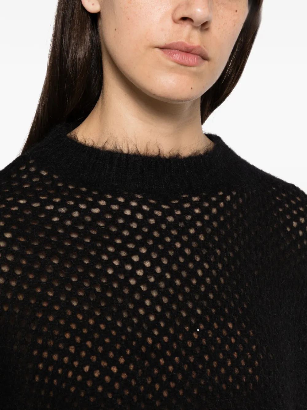 Antonelli Brembana open-knit crew-neck sweater Zwart