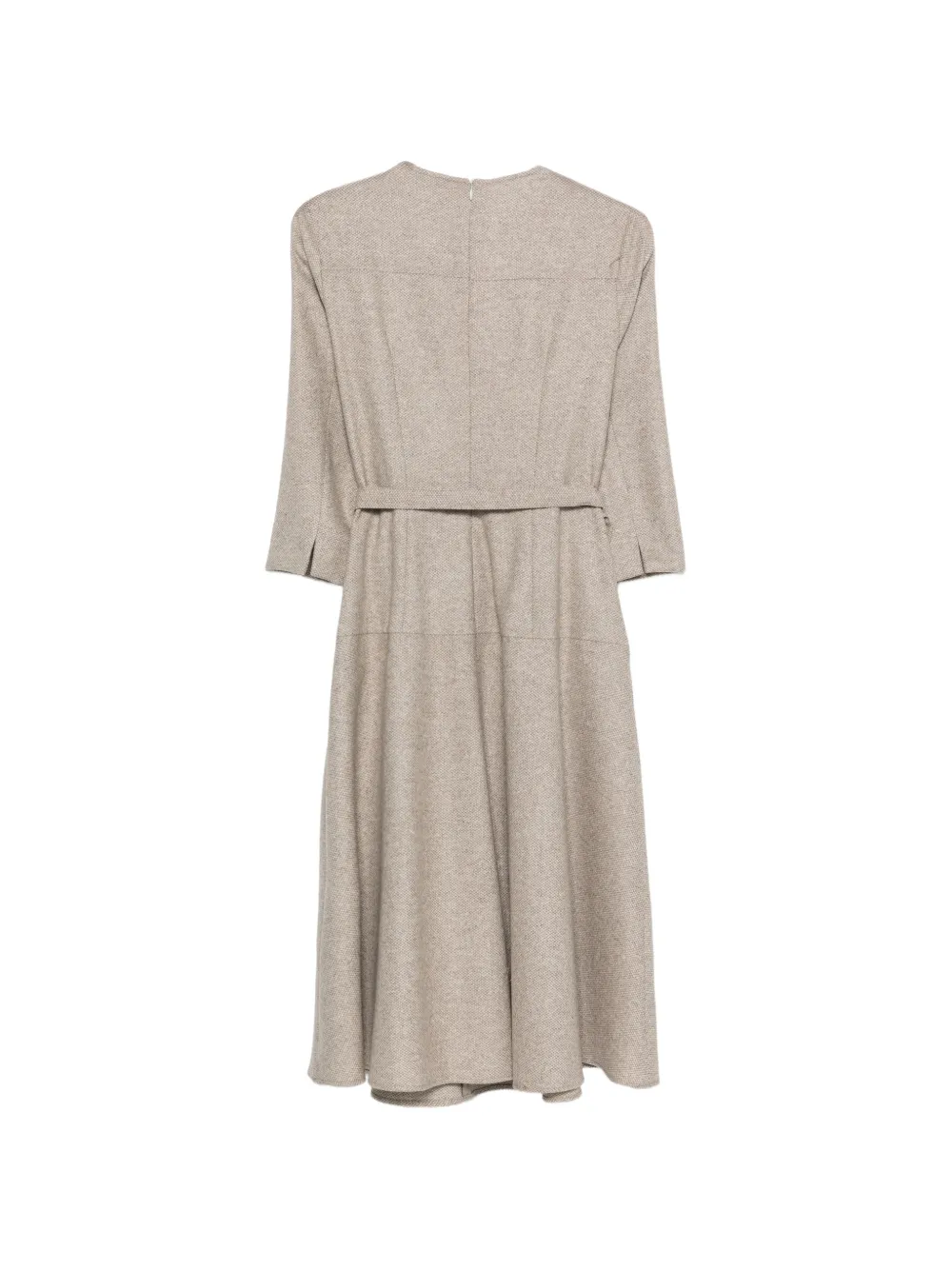 Antonelli belted three-quarter sleeve midi dress Beige