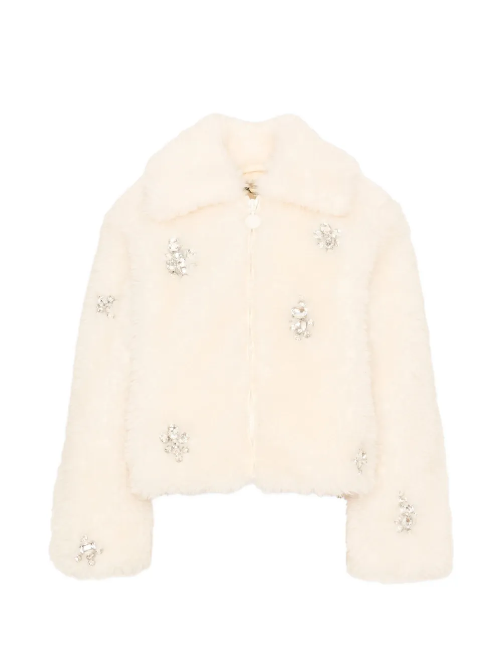 Stella McCartney Kids crystal-embellished faux-fur jacket - Bianco