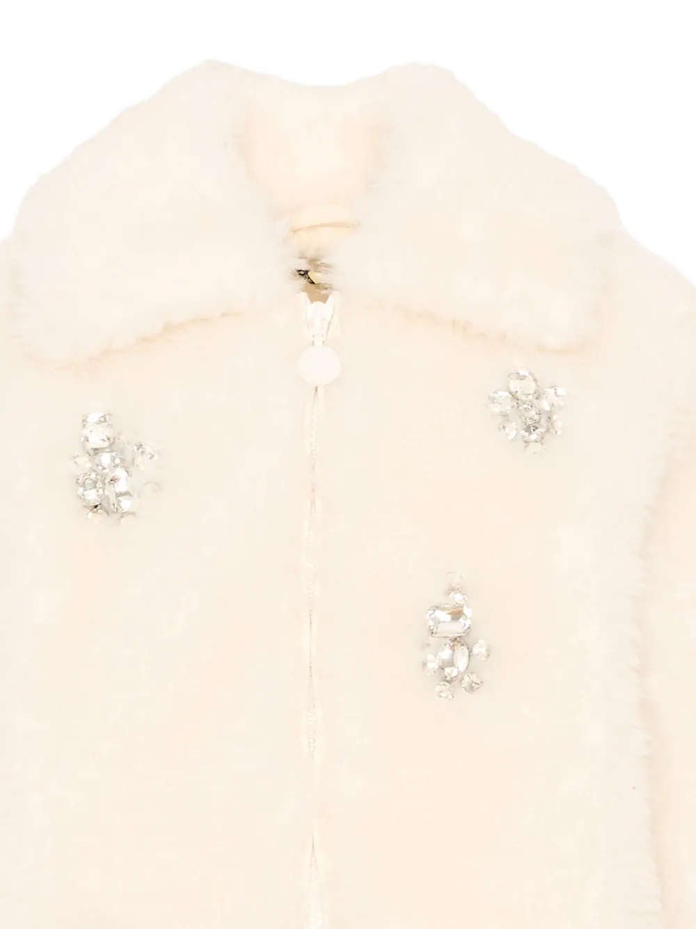 Stella McCartney Kids crystal-embellished faux-fur jacket Wit