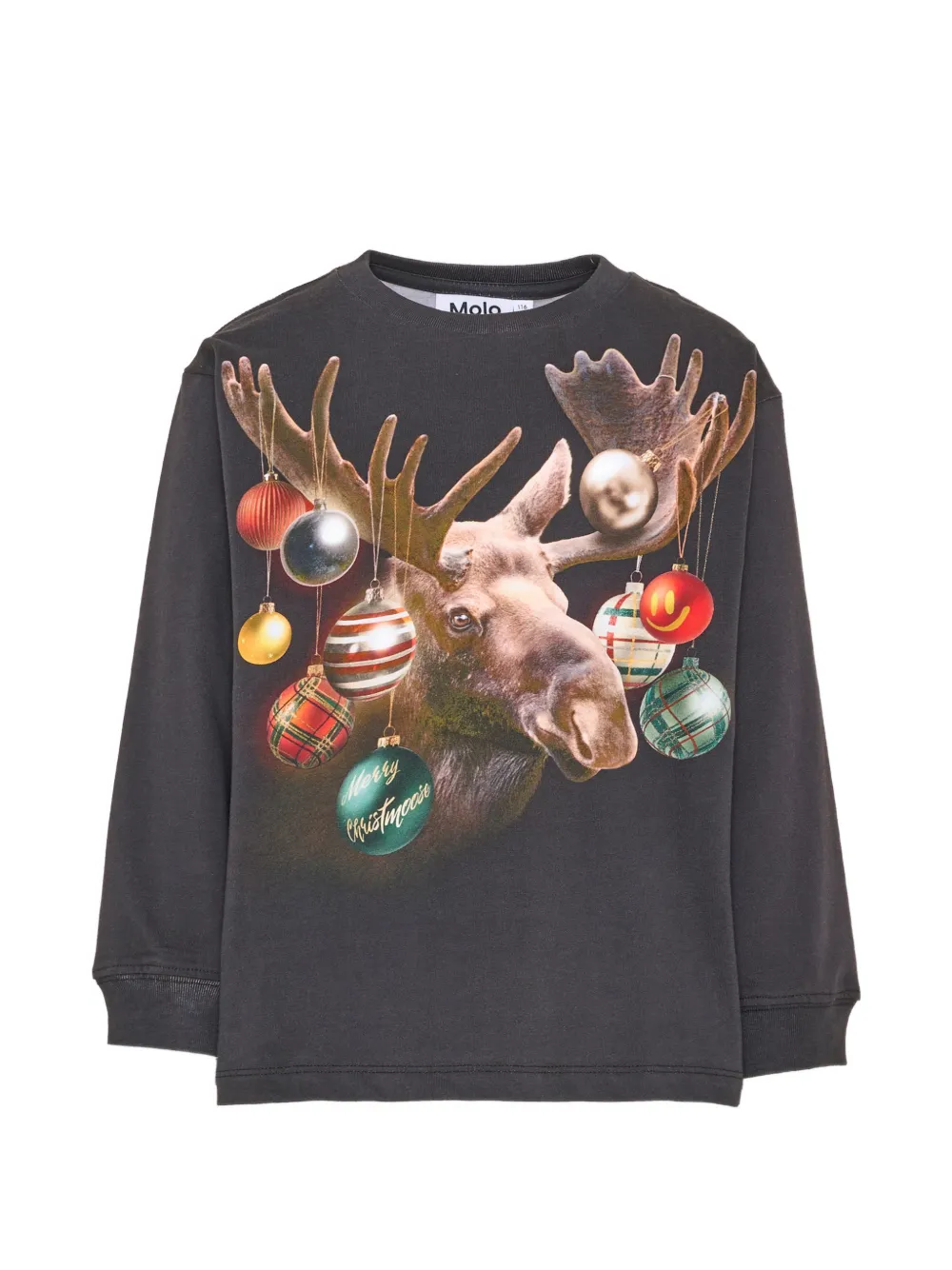 Molo moose-print long-sleeve T-shirt - Grigio