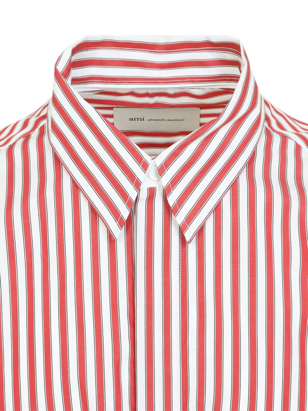 AMI Paris Gestreept katoenen overhemd Rood