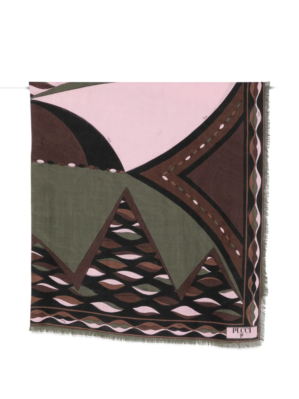 PUCCI geometric-print frayed scarf