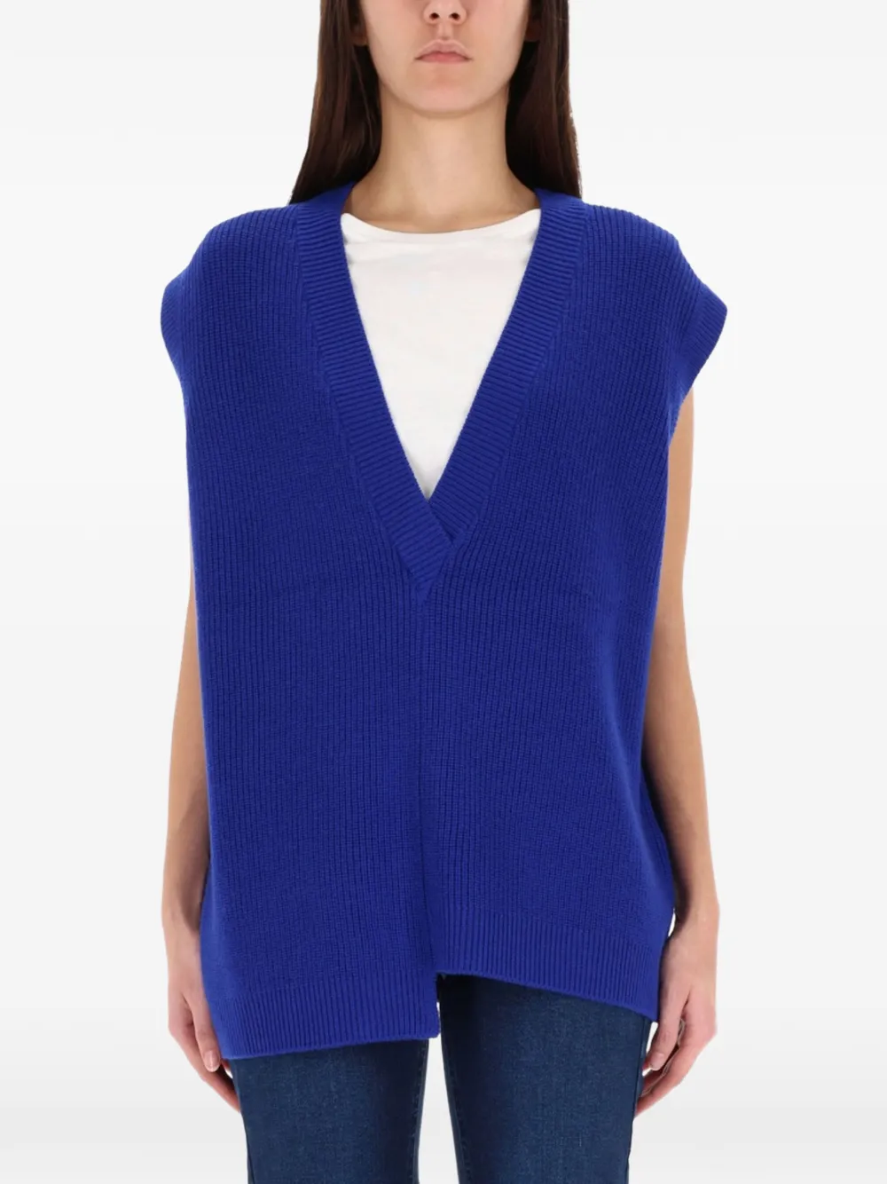 ZONA20 MILANO V-neck asymmetric-hem vest