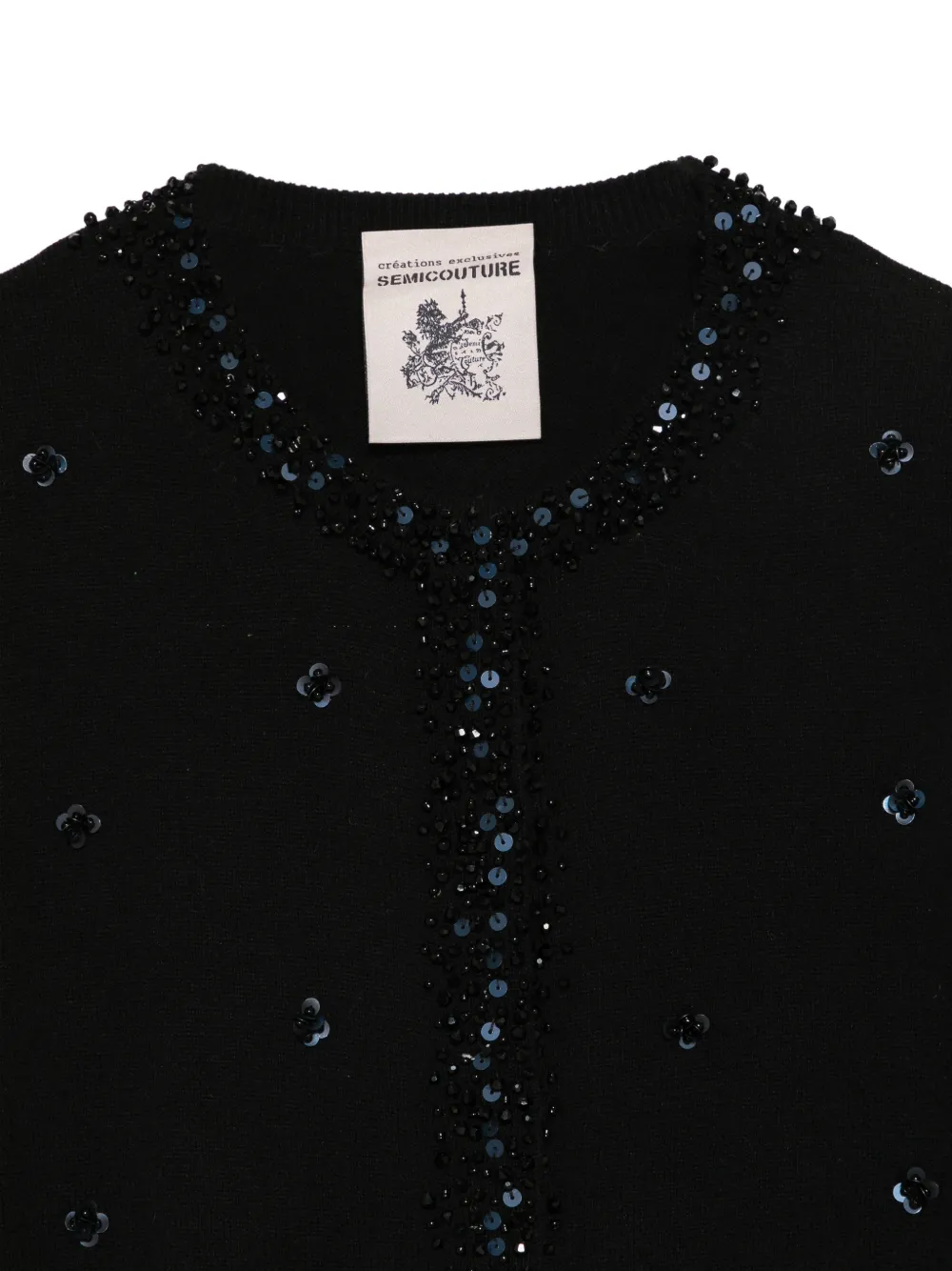Semicouture Vest verfraaid met pailletten en kralen Zwart