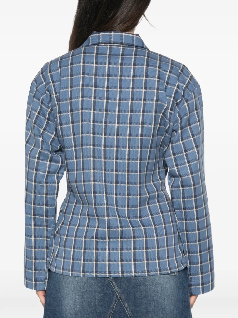 Baserange Limber plaid-fastening tie-fastening shirt Blauw