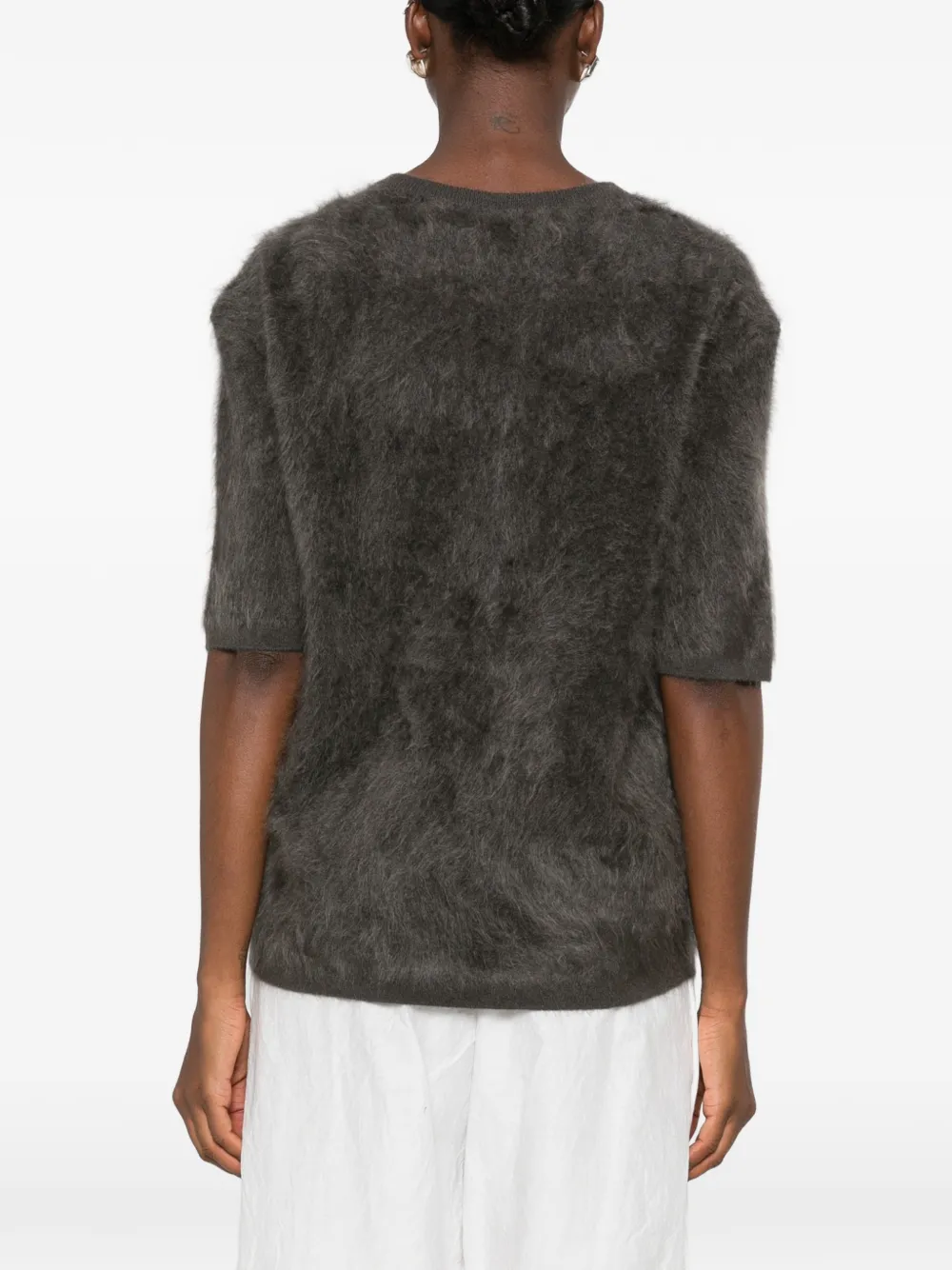 Lisa Yang Maren brushed short-sleeve sweater Grijs