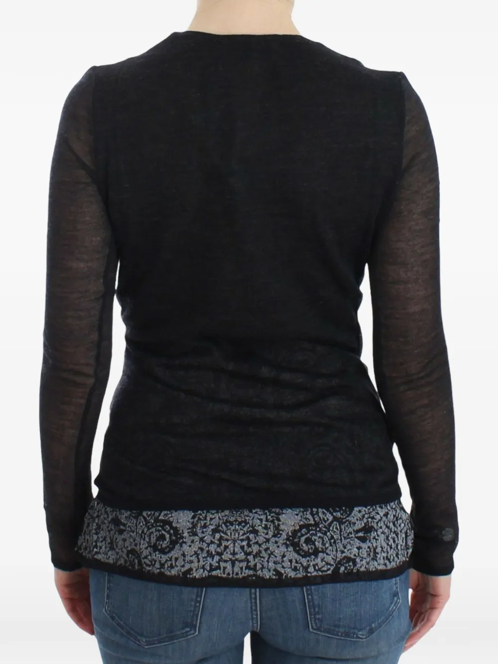 Ermanno Scervino Trui met V-hals en verfraaide zoom Zwart