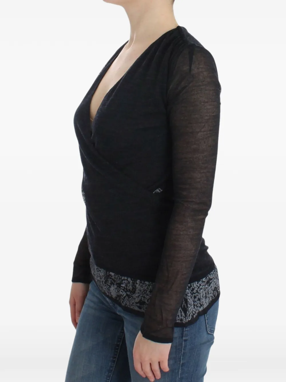Ermanno Scervino Trui met V-hals en verfraaide zoom Zwart
