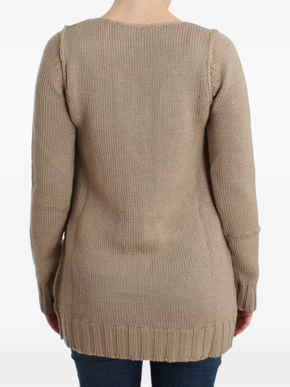 Roberto Cavalli Kabelgebreide katoenen trui Beige