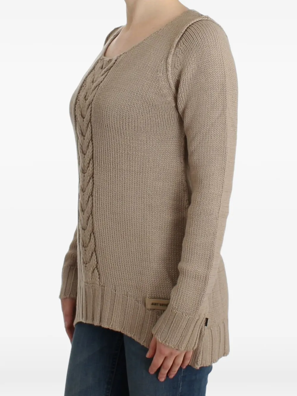 Roberto Cavalli Kabelgebreide katoenen trui Beige