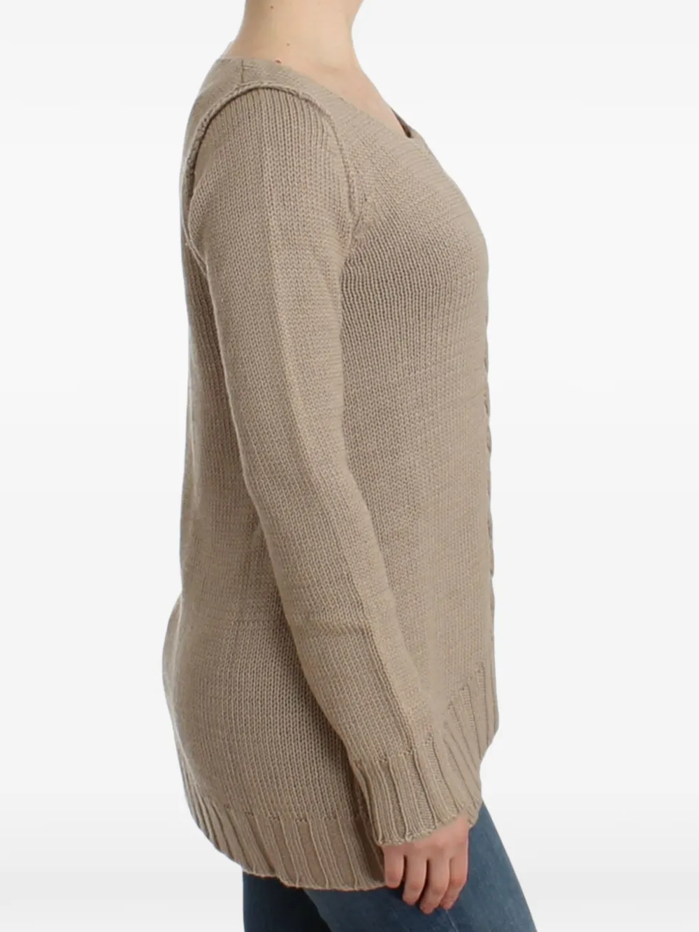 Roberto Cavalli Kabelgebreide katoenen trui Beige