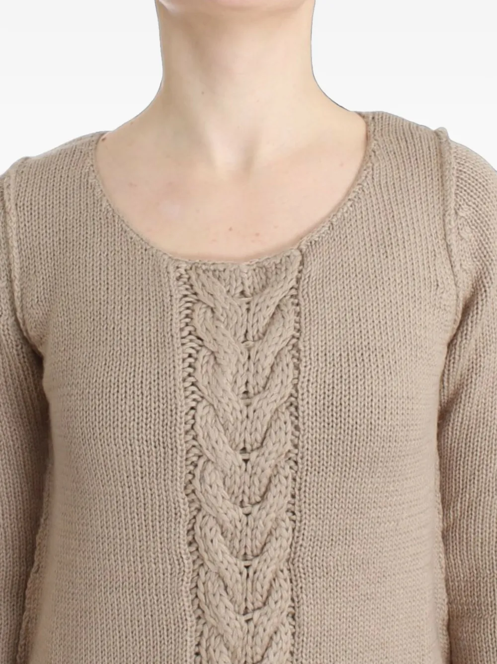 Roberto Cavalli Kabelgebreide katoenen trui Beige