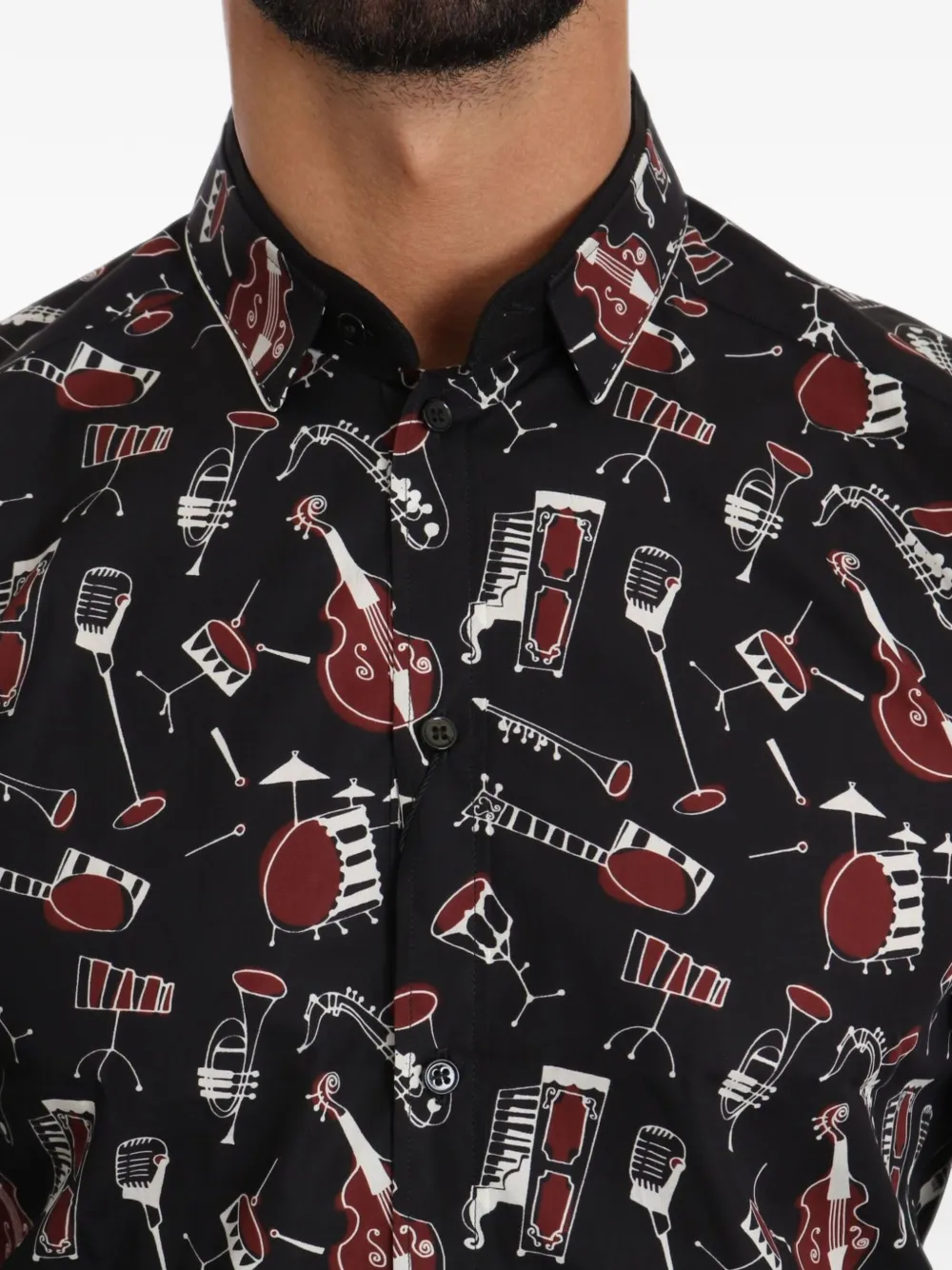 Dolce & Gabbana Overhemd met muziekinstrumentenprint Zwart