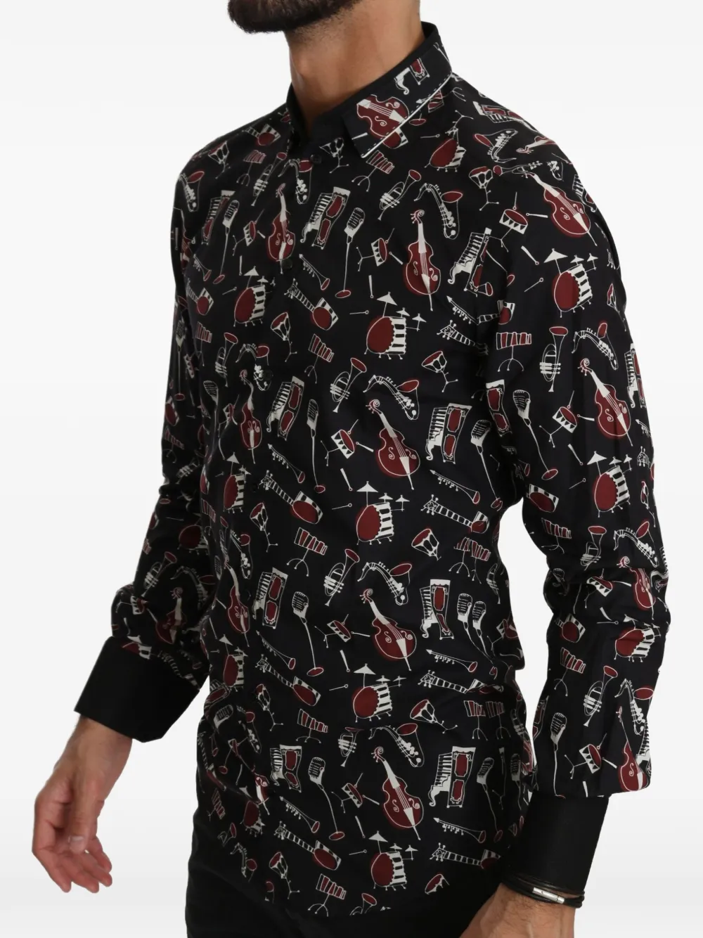 Dolce & Gabbana Overhemd met muziekinstrumentenprint Zwart