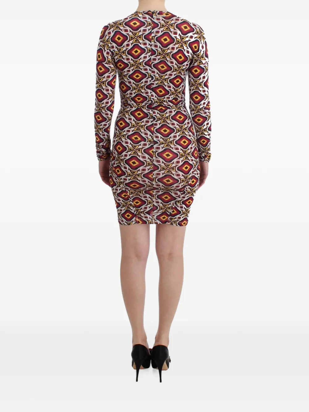 Gianfranco Ferré Geometric-print Ruched Mini Dress in Red, view 4