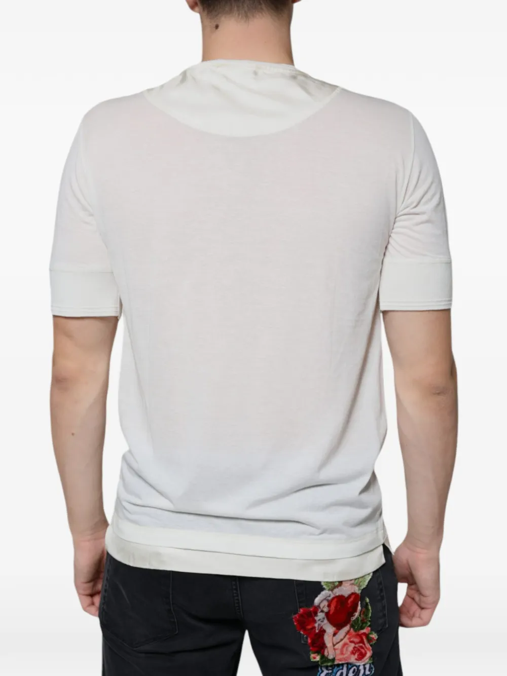 Dolce & Gabbana T-shirt met henleyhals en korte mouwen Wit