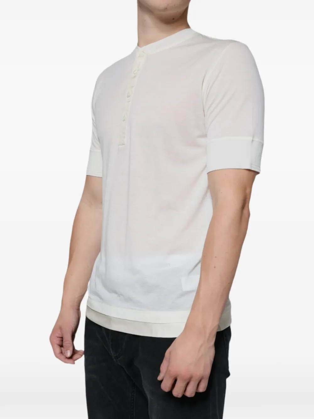 Dolce & Gabbana T-shirt met henleyhals en korte mouwen Wit