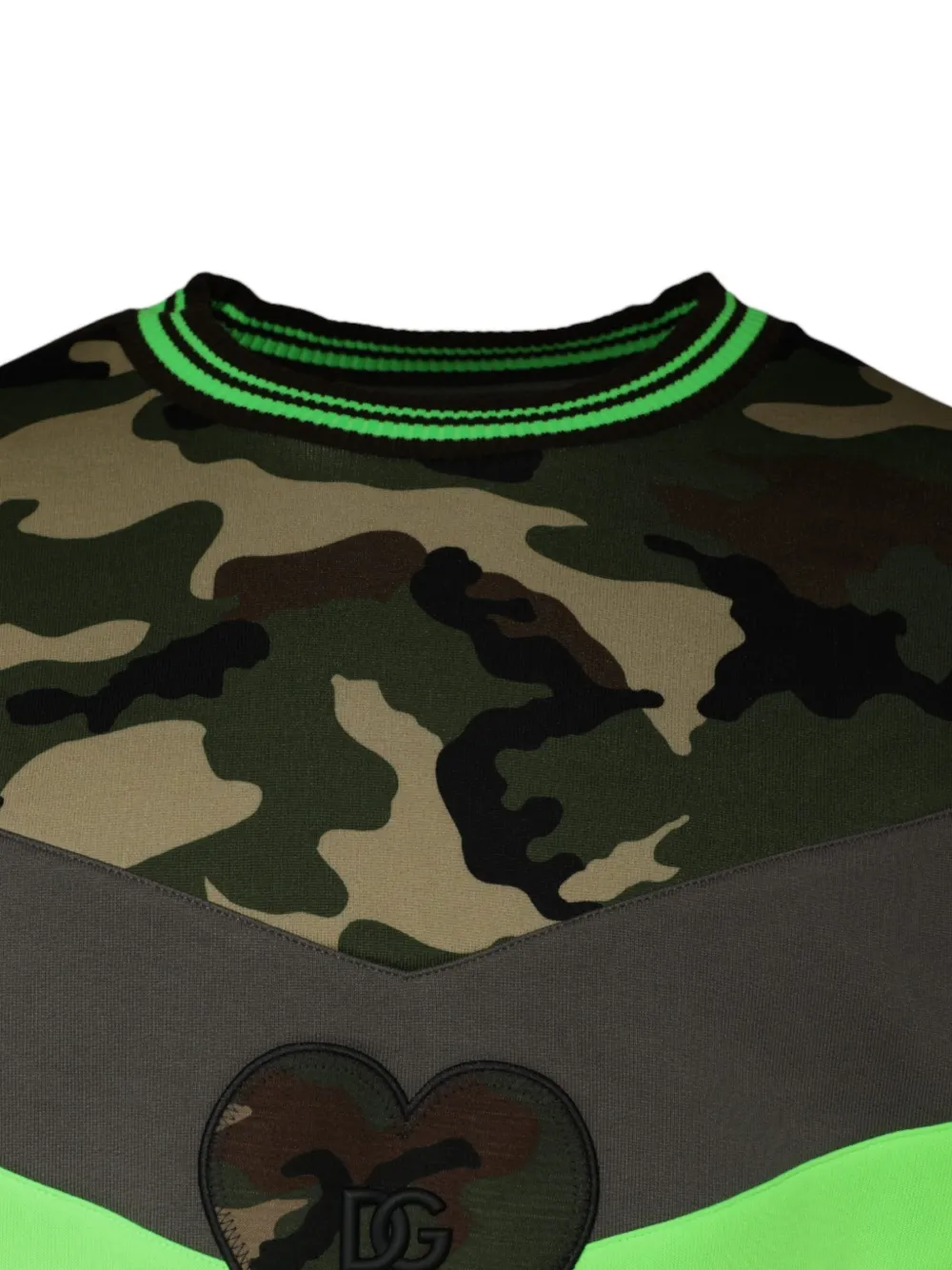 Dolce & Gabbana Sweater met hart-patch en camouflage-print Groen