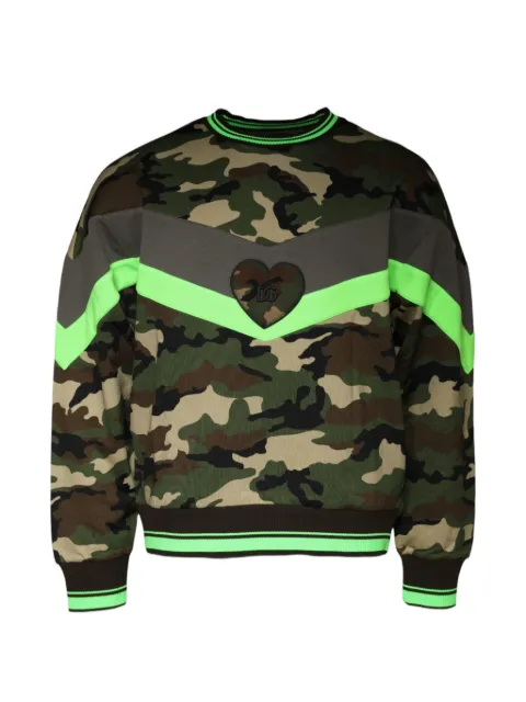 Dolce & Gabbana camouflage-print heart-patch sweatshirt