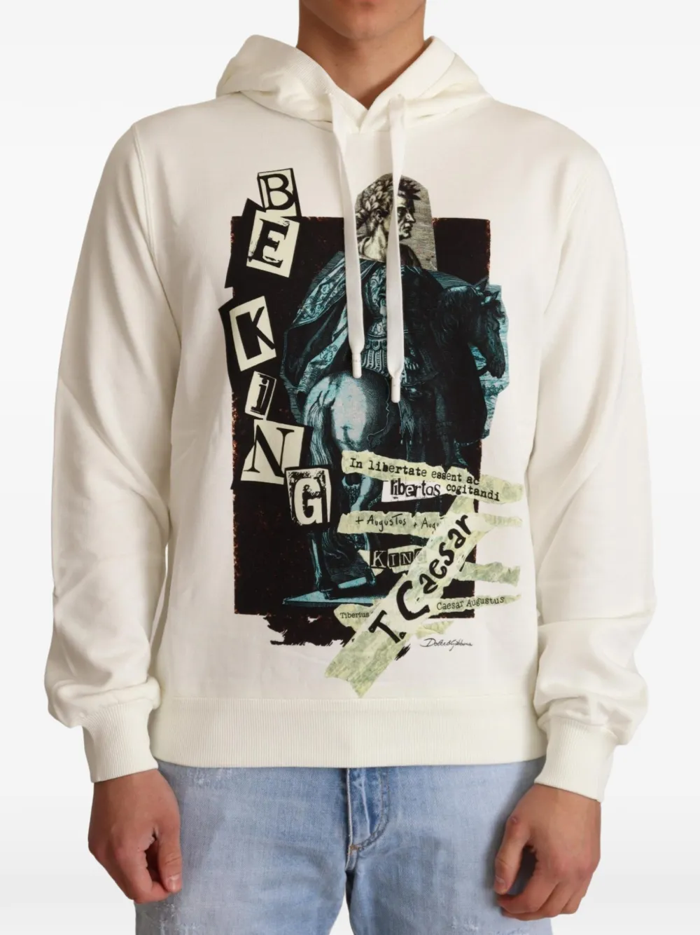 Dolce & Gabbana graphic-print hoodie Beige