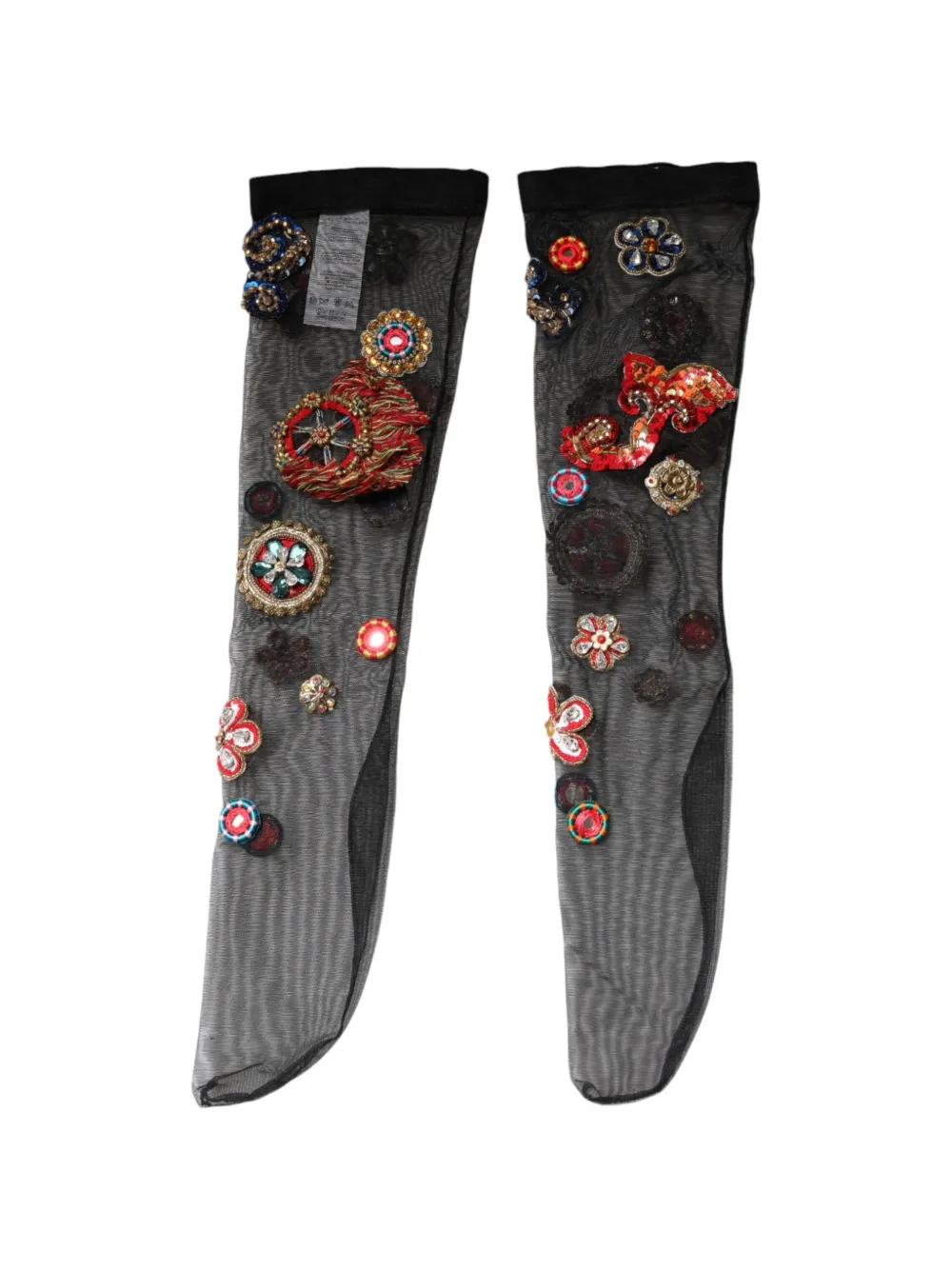 Dolce & Gabbana Carretto crystal-embellished stockings - Nero