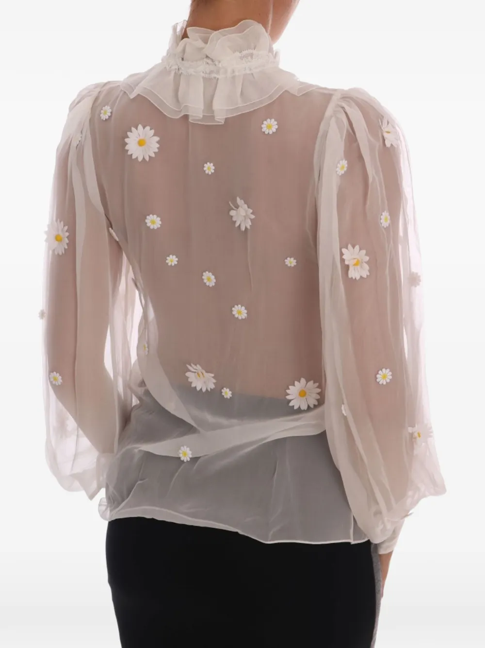 Dolce & Gabbana daisy-appliqué blouse Beige