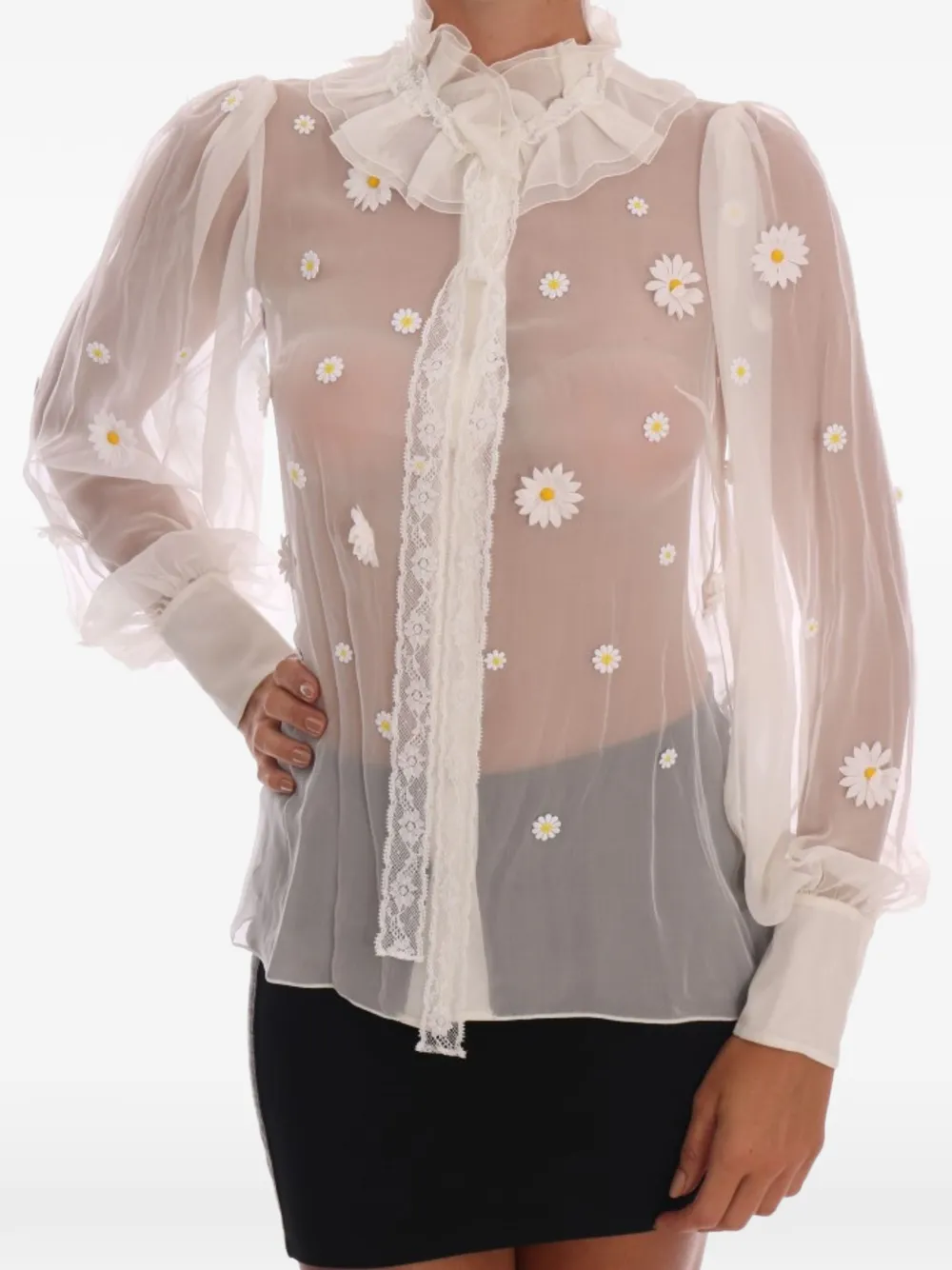 Dolce & Gabbana Bluse mit Margeriten-Applikation - Nude
