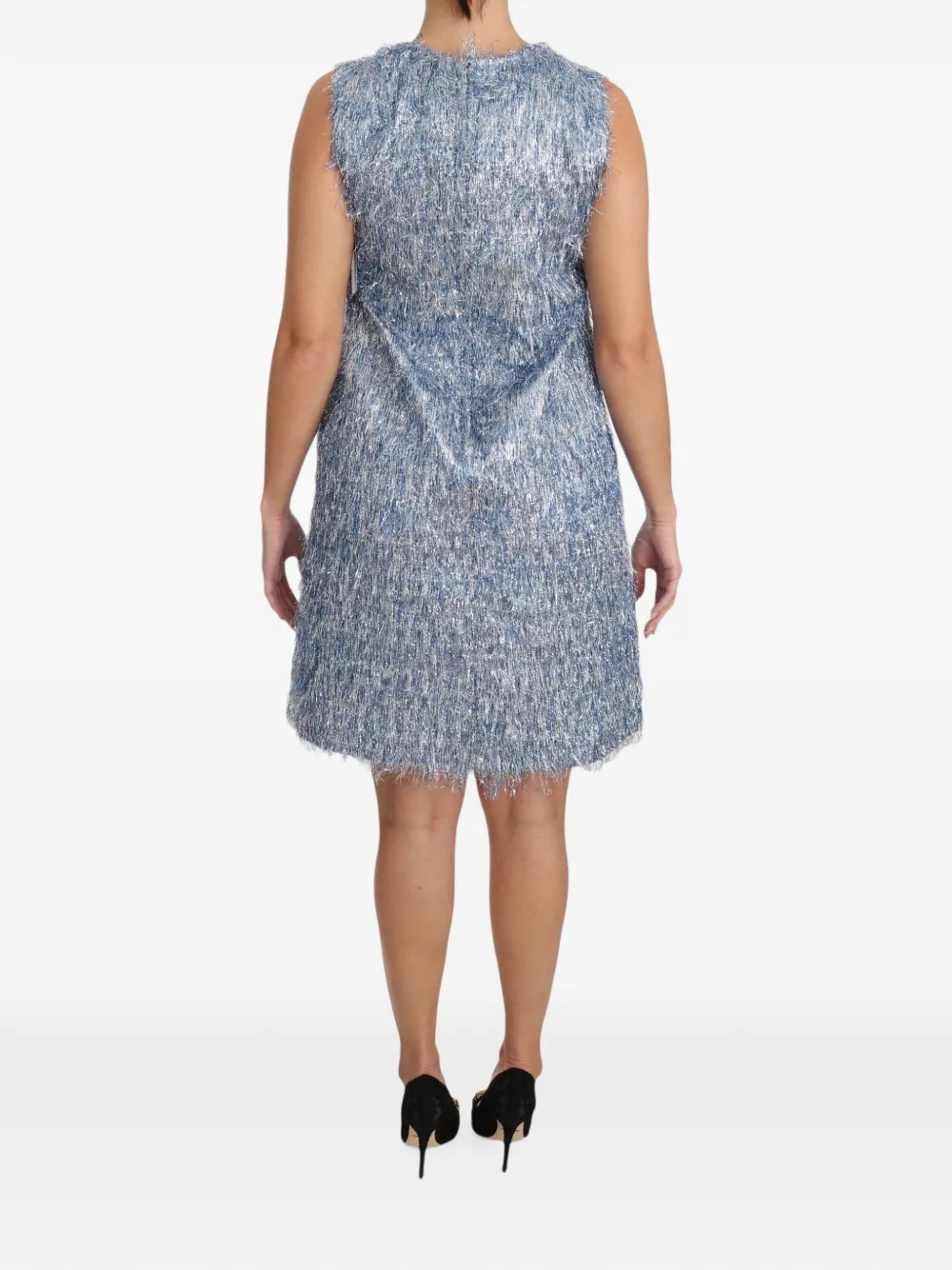 Dolce & Gabbana fringe-detail A-line mini dress Blauw