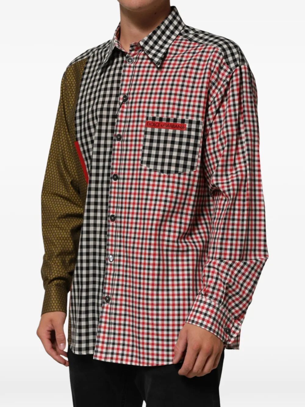 Dolce & Gabbana Geruit overhemd met patchwork Wit