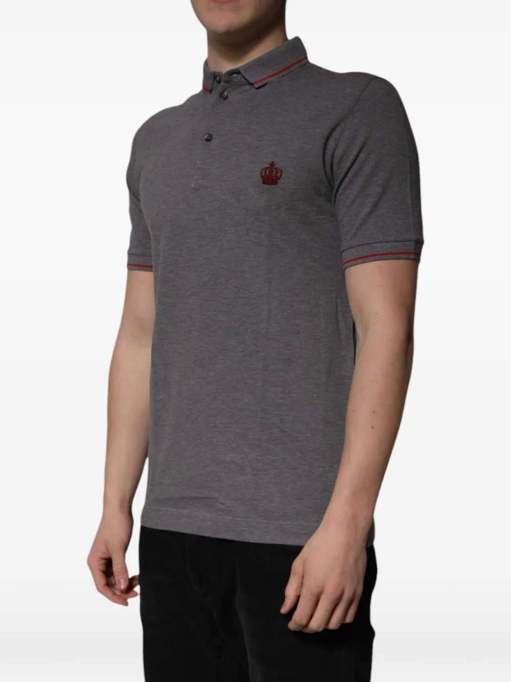 Dolce & Gabbana Poloshirt met geborduurde kroon Grijs