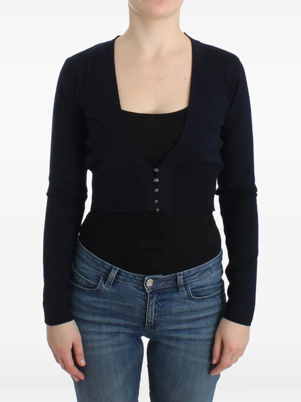 Roberto Cavalli cropped V-neck cardigan - Black