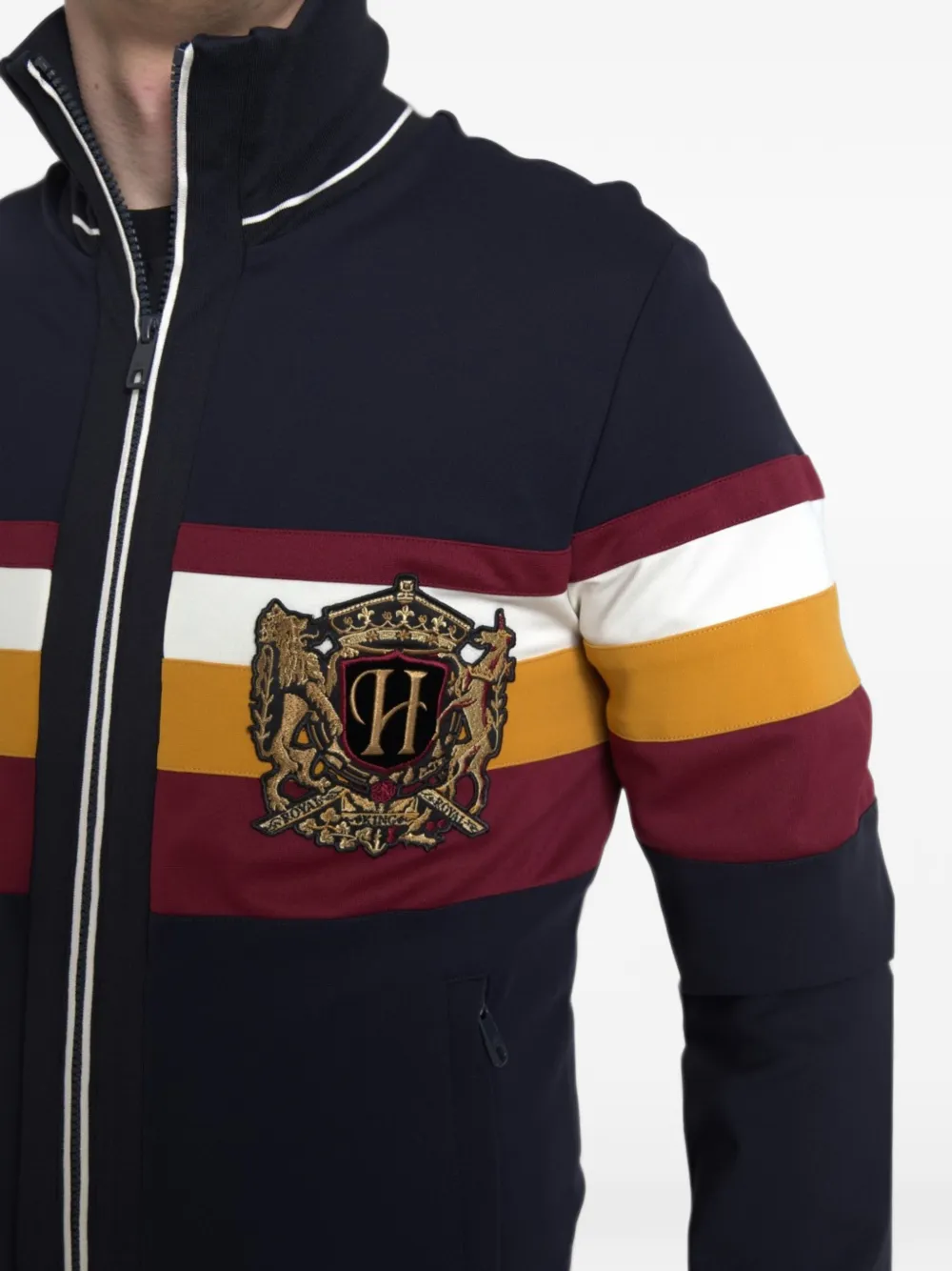 Dolce & Gabbana Gestreepte trui met geborduurd wapenschild Blauw