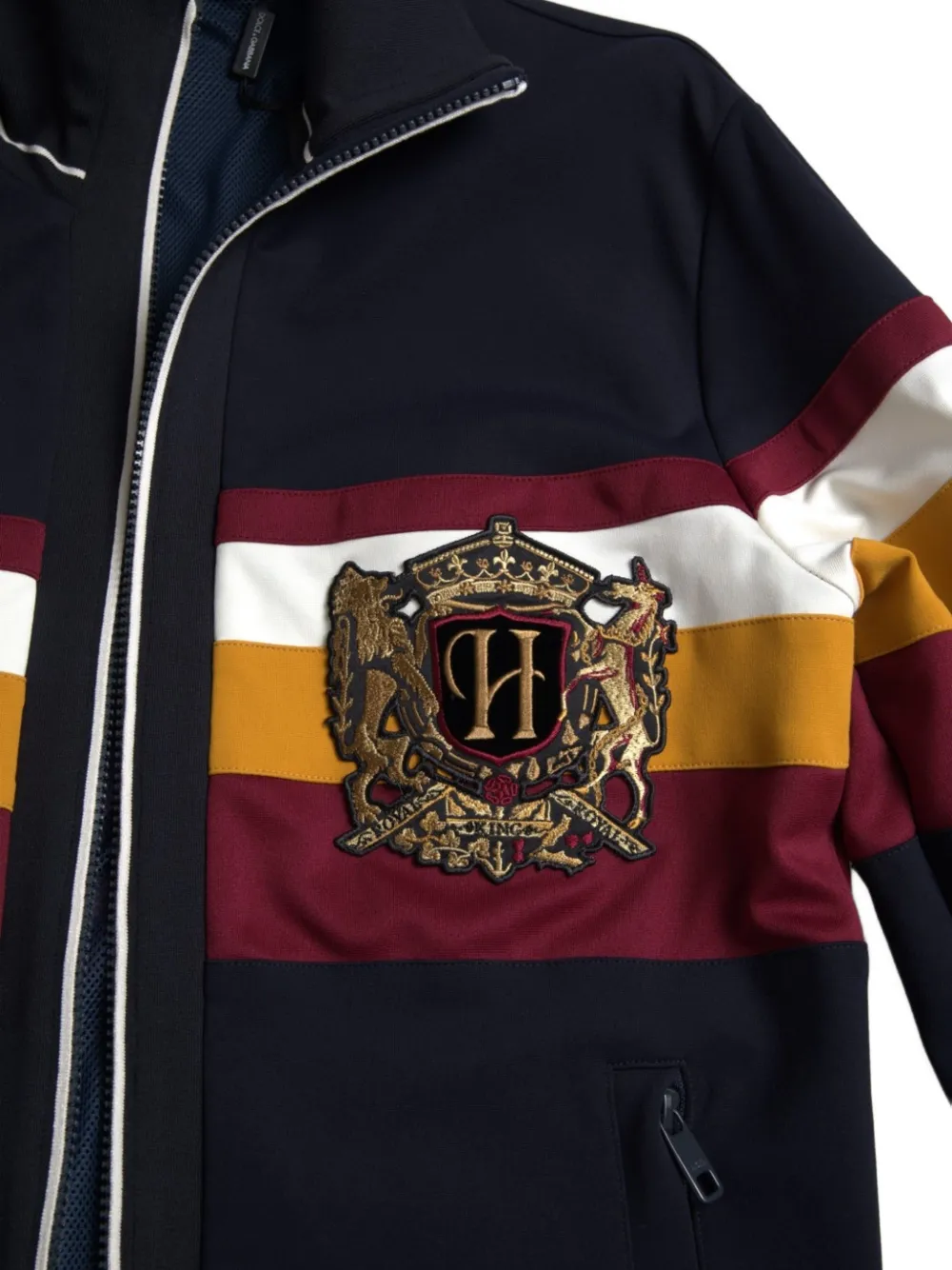 Dolce & Gabbana Gestreepte trui met geborduurd wapenschild Blauw